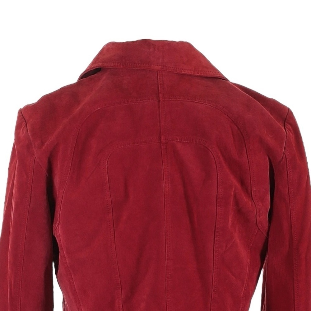 Bernardo Vintage 90s Peplum Blazer Size XL Red Suede Leather Classic Feminine - Picture 4 of 7